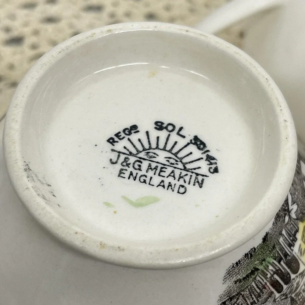 Vintage 1955 J & G Meakin Welcome Home Sugar & Creamer Set England Missing Lid